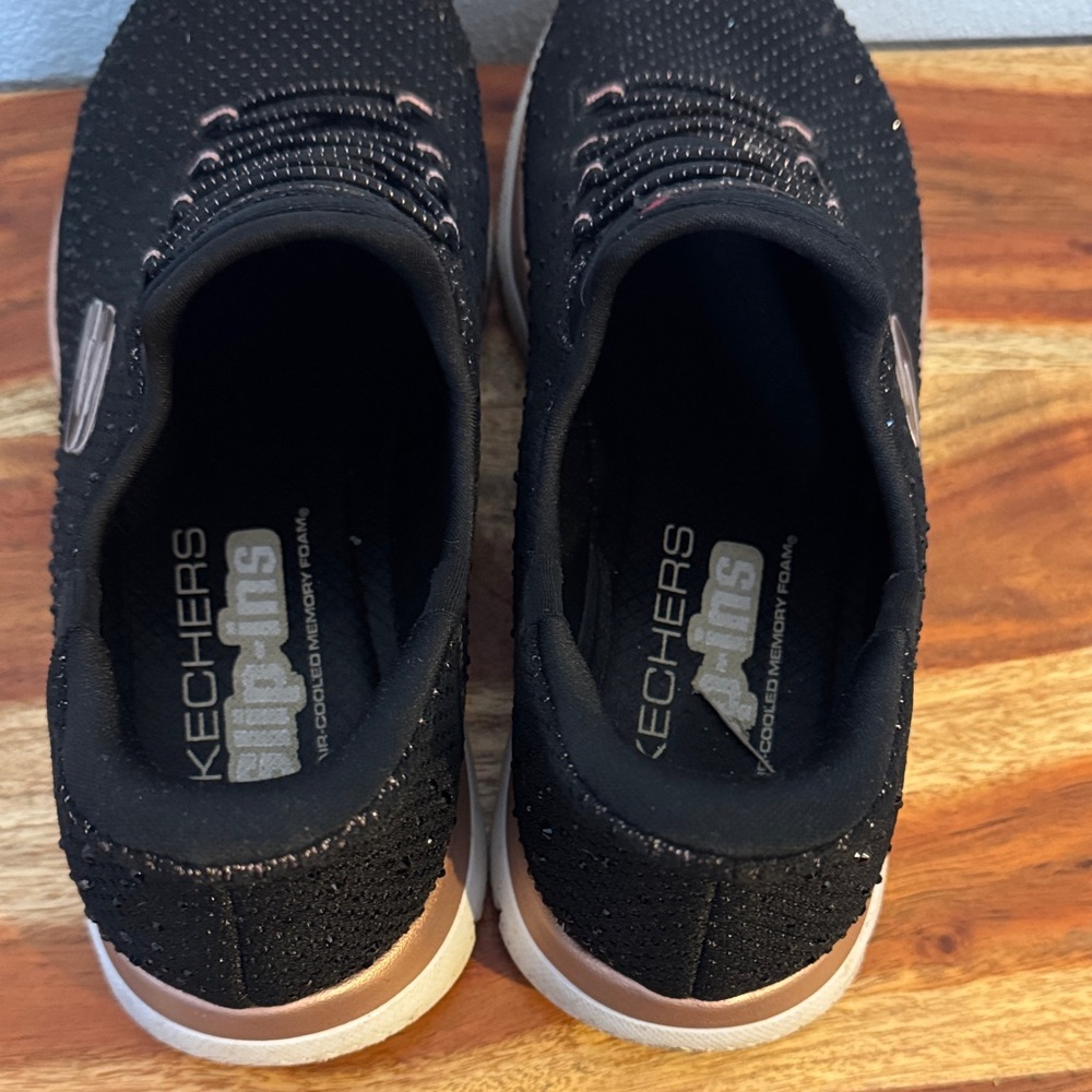 Skechers Black Rose Gold Slip-ins Memory Foam Sneakers Walking Athletic - Picture 10 of 14